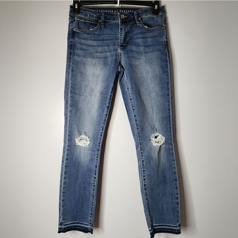 Articles of Society Jeans Womens 27 Skinny Stretch Distressed Denim Raw Hem